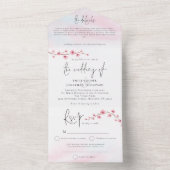 桜さくらんぼブロッサムウォーターの色の結婚スクリプト オールインワン招待状 (内側)