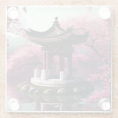 桜さくらんぼブロッサムガーデン神社池日本の ガラスコースター (裏面)