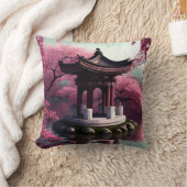 桜さくらんぼブロッサムガーデン神社池日本の クッション (ブランケット)