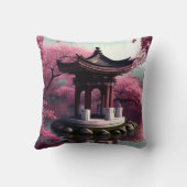 桜さくらんぼブロッサムガーデン神社池日本の クッション (裏面)