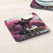 桜さくらんぼブロッサムガーデン神社池日本の コースター (左側)