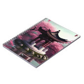 桜さくらんぼブロッサムガーデン神社池日本の ノートブック (左側)