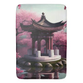 桜さくらんぼブロッサムガーデン神社池日本の バスマット (正面縦)