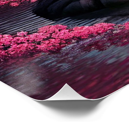 桜さくらんぼブロッサムガーデン神社池日本の ポスター (コーナー)