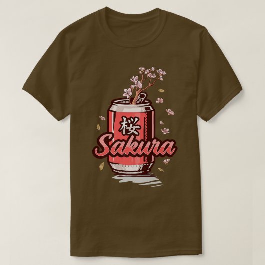 桜さくらんぼブロッサムドリンク缶アート日本のfor C Tシャツ (デザイン正面)