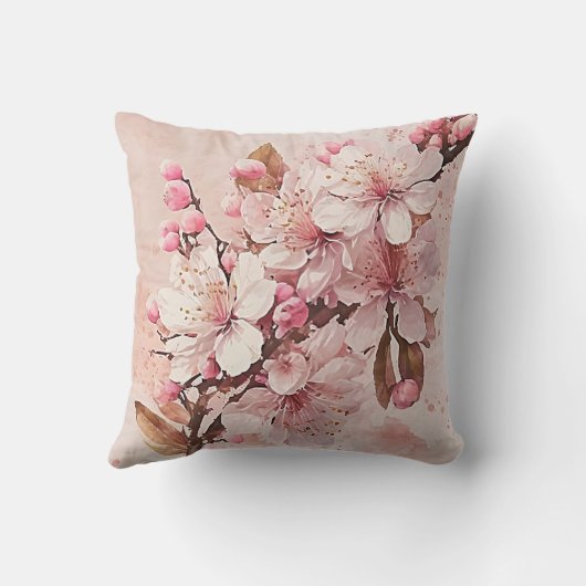桜さくらんぼブロッサムピンクとホワイト クッション (裏面)
