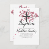 桜さくらんぼブロッサムピンクバプテスマ《キリスト教》洗礼式や命名式 招待状 (正面/裏面)