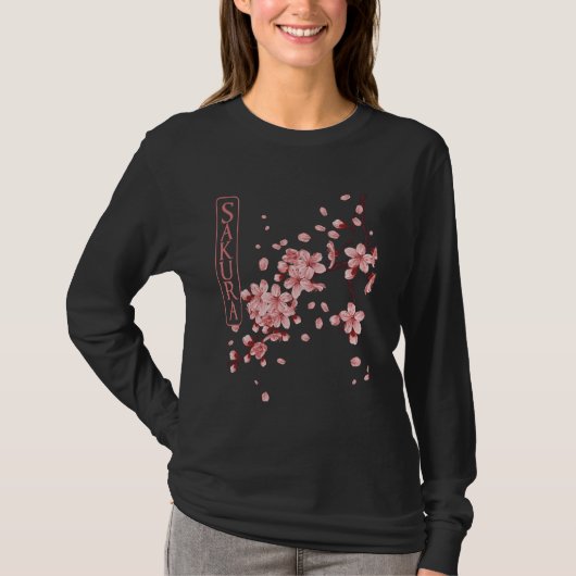 桜さくらんぼブロッサムフローラアート Tシャツ (正面)