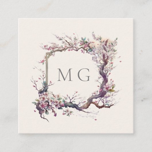 桜さくらんぼブロッサムフローラ スクエア名刺 (正面)