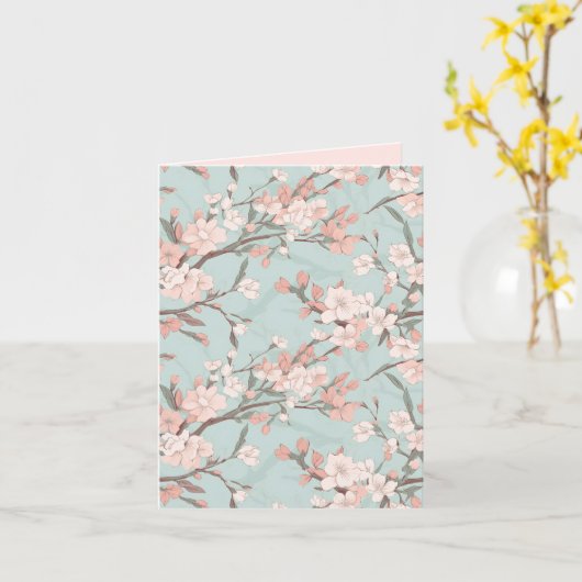 桜さくらんぼブロッサム抽象芸術 カード (黄色い花)