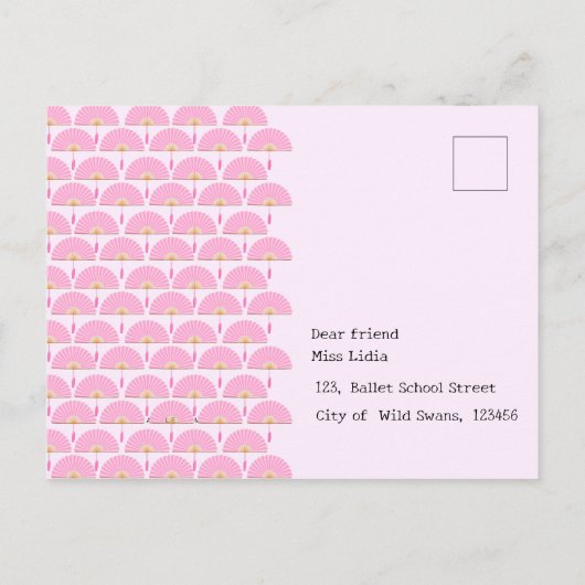 桜さくらんぼブロッサム日本のガールバースデーパーティー インビテーションポストカード (裏面)