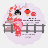 桜さくらんぼブロッサム日本のガールバースデーパーティー オーナメントカード (正面)