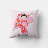 桜さくらんぼブロッサム日本のガールバースデーパーティー クッション (裏面)