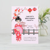 桜さくらんぼブロッサム日本のガールバースデーパーティー サンキューカード (スタンド正面)
