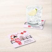 桜さくらんぼブロッサム日本のガールバースデーパーティー スクエアペーパーコースター (インサイチュ)