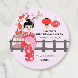 桜さくらんぼブロッサム日本のガールバースデーパーティー フェイバータグ