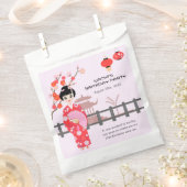 桜さくらんぼブロッサム日本のガールバースデーパーティー フェイバーバッグ (クリップ留めされた状態)