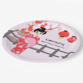 桜さくらんぼブロッサム日本のガールバースデーパーティー ペーパープレート (アングル)