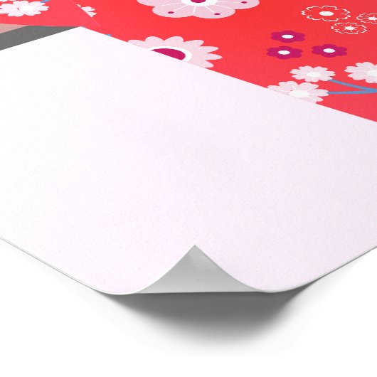 桜さくらんぼブロッサム日本のガールバースデーパーティー ポスター (角)