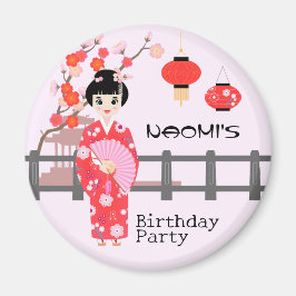 桜さくらんぼブロッサム日本のガールバースデーパーティー マグネット