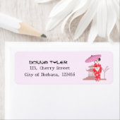 桜さくらんぼブロッサム日本のガールバースデーパーティー ラベル (インサイチュ)