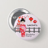 桜さくらんぼブロッサム日本のガールバースデーパーティー 缶バッジ (正面&裏面)