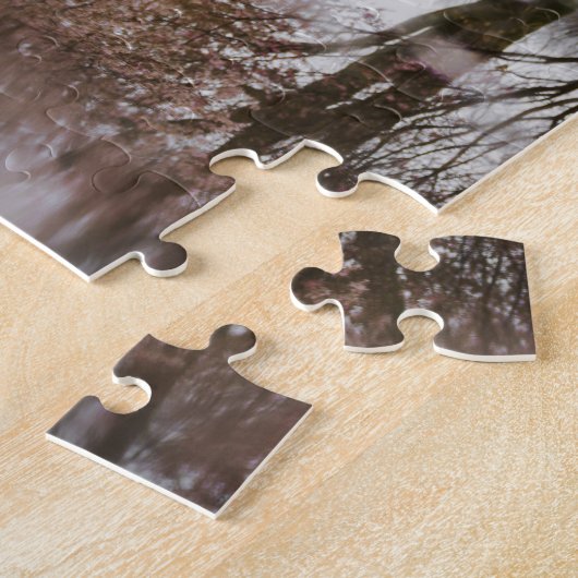 桜さくらんぼ日本のの花の開花反射 ジグソーパズル (側面)