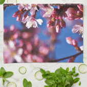 桜さくらんぼ花タッチブルー キッチンタオル (折り畳み)