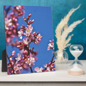 桜さくらんぼ花タッチブルー フォトプラーク (側面)