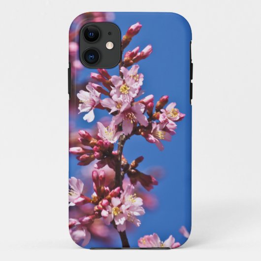 桜さくらんぼ花タッチブルー Case-Mate iPhoneケース (裏面)