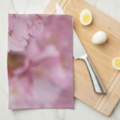 桜さくらんぼ花ピンク淡い色のリフレクション キッチンタオル (四つ折り)