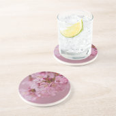 桜さくらんぼ花ピンク淡い色のリフレクション コースター (側面)