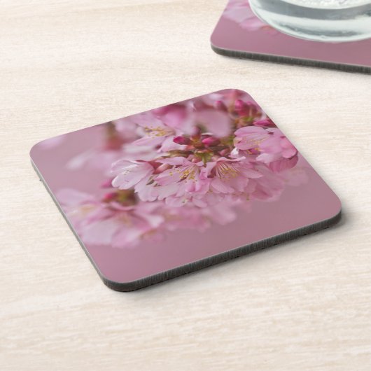 桜さくらんぼ花ピンク淡い色のリフレクション コースター (左側)