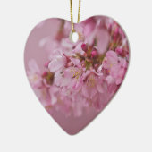 桜さくらんぼ花ピンク淡い色のリフレクション セラミックオーナメント (左)