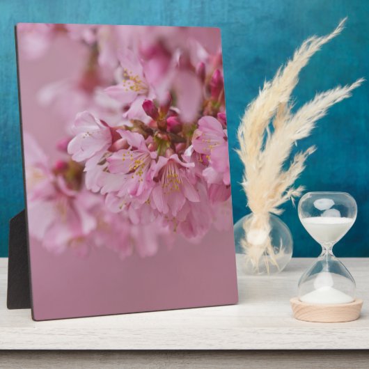 桜さくらんぼ花ピンク淡い色のリフレクション フォトプラーク (側面)