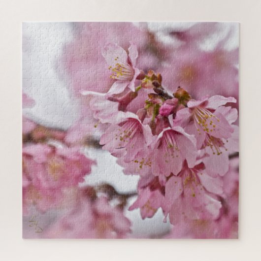 桜さくらんぼ花ピ淡い色のンク ジグソーパズル (縦)