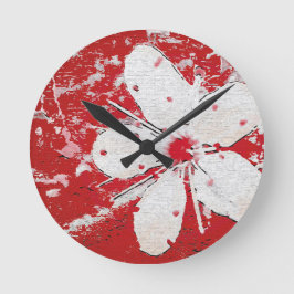 桜さくらんぼ花フローラプリント ラウンド壁時計