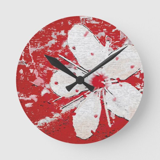 桜さくらんぼ花フローラプリント ラウンド壁時計 (正面)