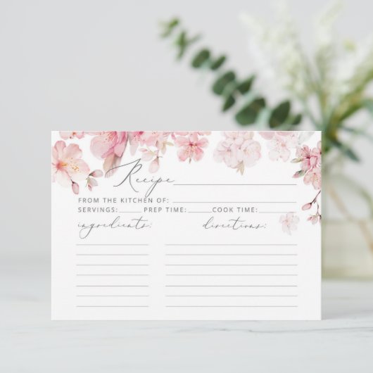 桜さくらんぼ花ブライダルシャワーレシピカード 招待状 (スタンド正面)