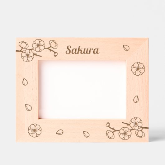 桜さくらんぼ花名前をカスタムする7x5 レーザー彫刻フレーム (正面)
