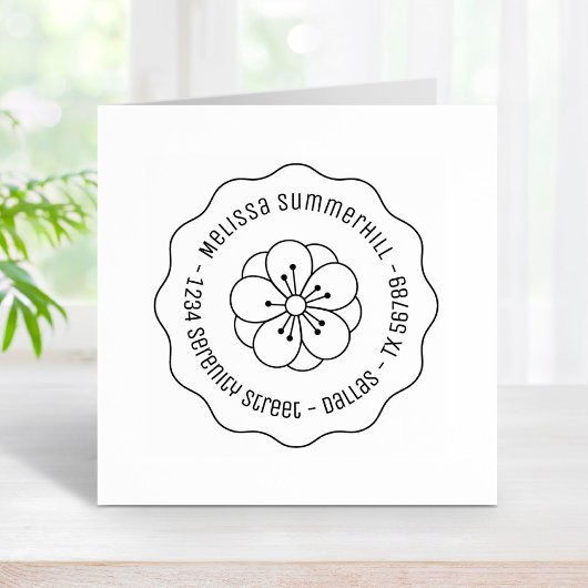 桜さくらんぼ花花ラウンドアドレスウェーブー ラバースタンプ