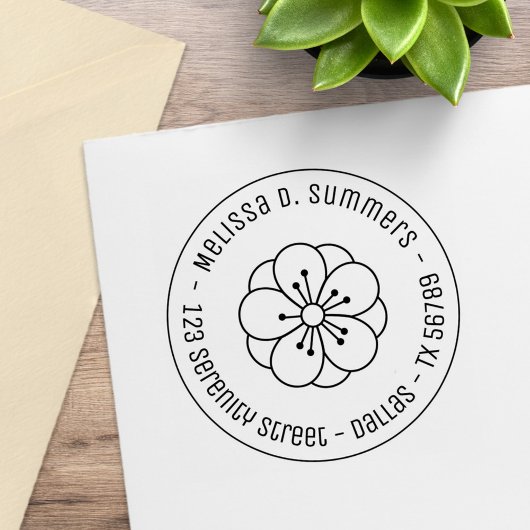 桜さくらんぼ花花ラウンドアドレス3 ラバースタンプ