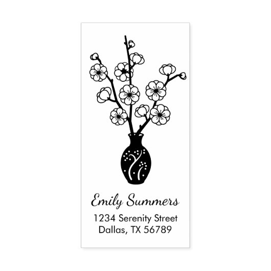 桜さくらんぼ花花瓶アドレス ラバースタンプ (インプリント)