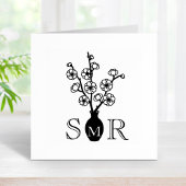 桜さくらんぼ花花瓶モノグラムイニシャル ラバースタンプ