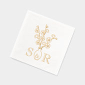 桜さくらんぼ花花瓶結婚ズモノグラム 箔ナプキン (左)