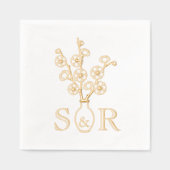桜さくらんぼ花花瓶結婚ズモノグラム 箔ナプキン (正面)
