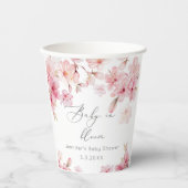 桜さくらんぼ花赤面ピンク赤ちゃんシャワー 紙コップ (正面)