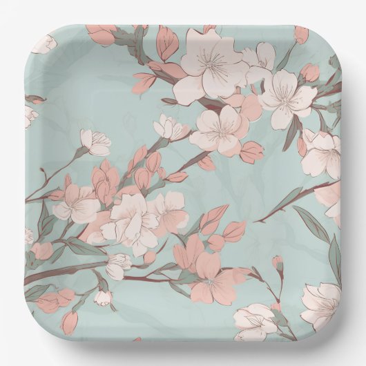 桜さくらんぼ花 ペーパープレート (正面)