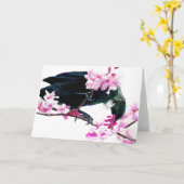 桜で食べ物を与えているTuiの鳥 カード (黄色い花)
