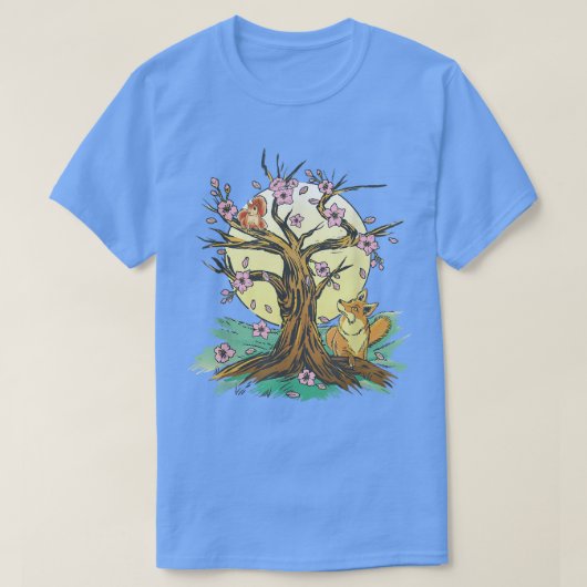 桜とさくらんぼの花の木と Tシャツ (デザイン正面)